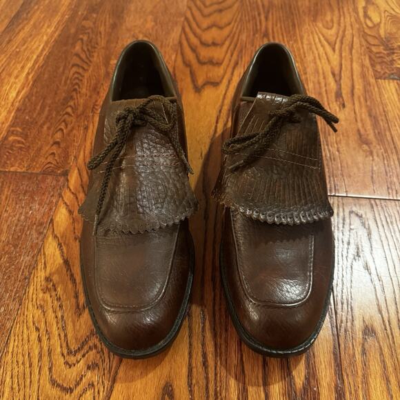 Vintage Arnold Palmer Men's 8 M Eaton Golf Shoe Brown with Kiltie w/ Spikes USA - Picture 2 of 16